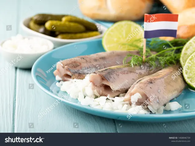 Stock Photo Traditional Dutch Food Freshly Salted Herring Fish With Onion Called Hollandse Nieuwe European 1408846739